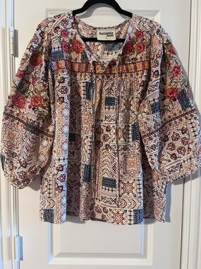 Savanna Jane Floral Patchwork Embroidered Blouse